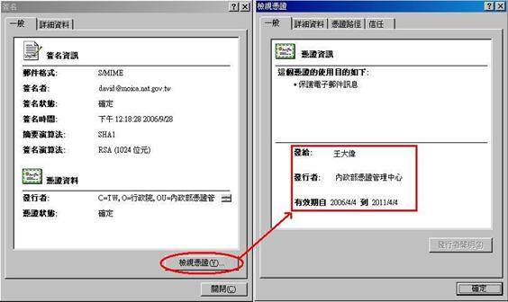 點選【檢視憑證】可清楚的看到憑證簽發單位及效期。