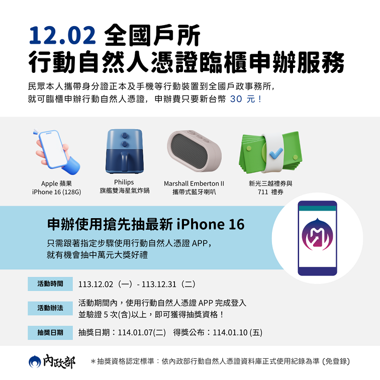 [問卦] 內政部自然人憑證抽獎 要如何抽中iPhone16